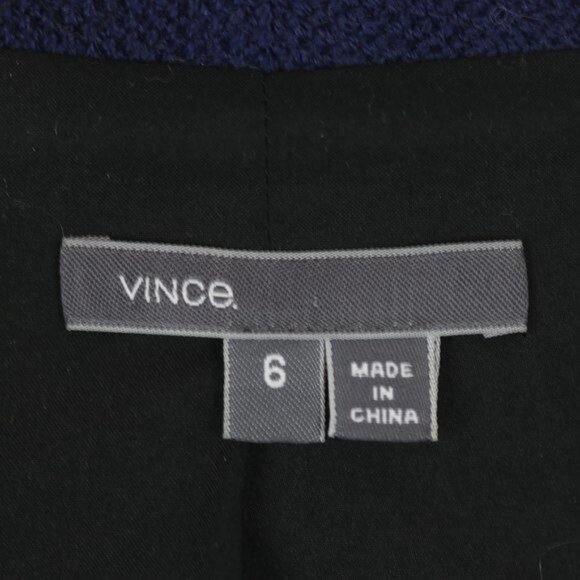 Vince Women's Size 6 Black Blue Leather & Wool Boucle Draped Collar Jacket - Picture 8 of 10